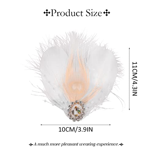 Gortin 1920S Headpiece Pearl Bride Wedding Feather Hair Clip White Great Gatsby Hair Accessory Art Deco Flapper Headbands Rhiestone 20S Headwear Party Prom Flapper Hair Clips For Women And Girls #TOP2