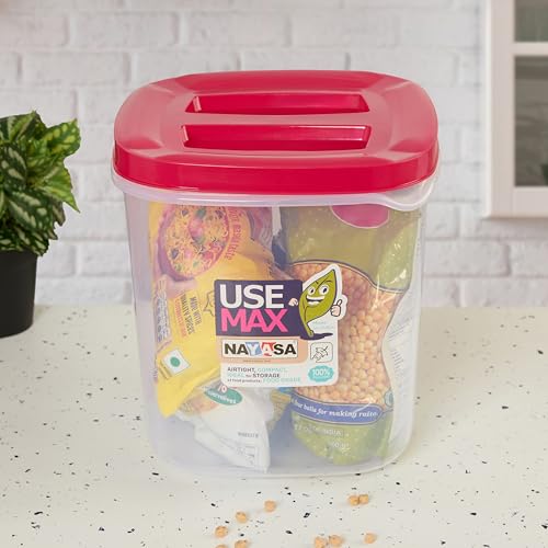 Image of Nayasa Use Max Container (5 Ltrs, 7.5 Ltrs, 10 Ltrs) BPA Free Food Grade Airtight Kitchen Storage Stackable Containers- Set Of 3, Pink