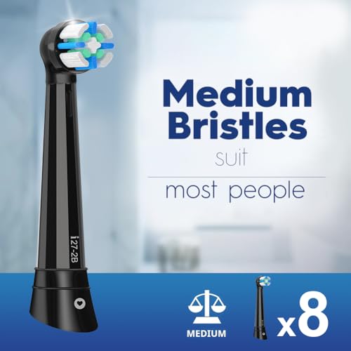 Image of 8 Pcs IO Replacement Heads Compatible with Oral B iO 2 /3 /4 /5 /6 /7 /8 /9 /10 Series Electric Toothbrush, Brush Heads with Medium Bristles Compatible with Oral B iO for Gentle Dental Care (Black)