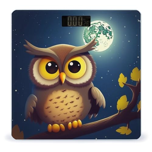 Báscula digital de baño diseño búho y luna amarilla 400 lb