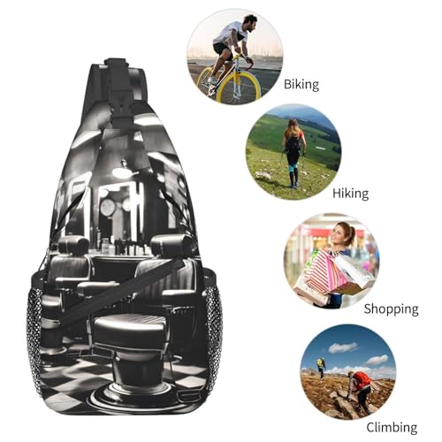 Mochila crossbody deportiva unisex estilo barbería monocromo miniatura 6