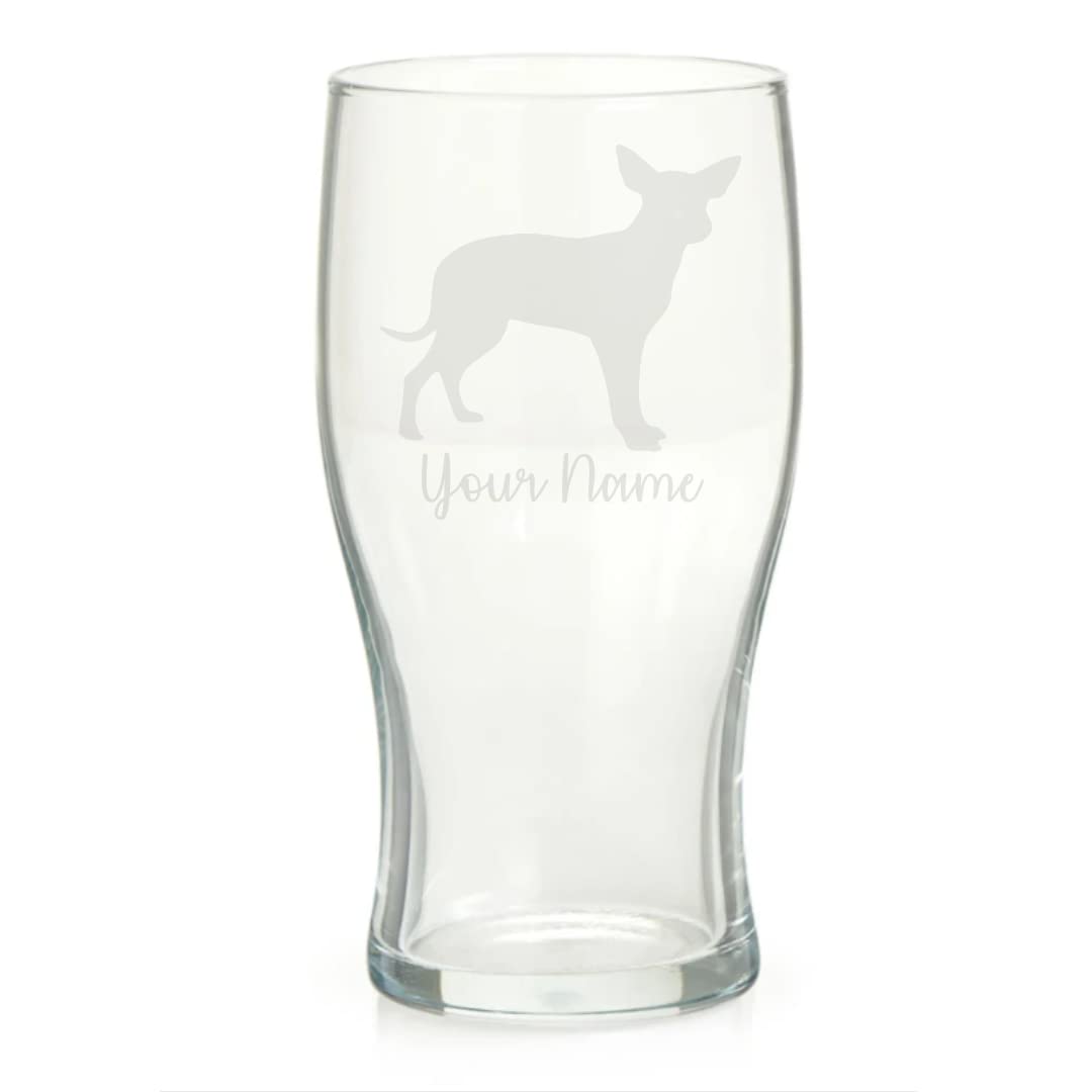 Personalised Chihuahua Engraved Pint Glass, Dog Gift for Women, Gift for Men