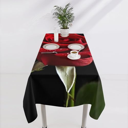 Nappe rectangulaire imperméable rose et noire pour table de cuisine - 5