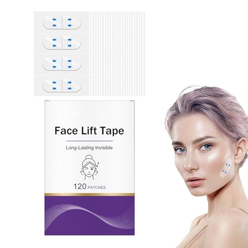120 Piezas Face Lift Tape Para Rostro,Invisible Lifting Facial Parche Para Estiramiento,Invisible Lift Adhesivo Facial,V Face Lifting,Herramientas de Maquillaje,para Cara para Maquillaje Instantáneo