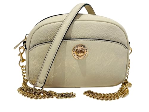 Marc Jacobs Bolsa tiracolo de couro Marc Turnlock para câmera, Marshmallow, Small