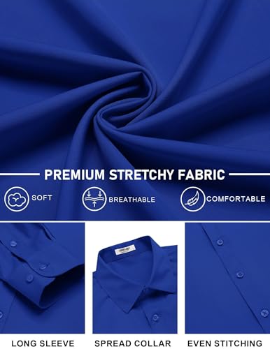 Image of COOFANDY Mens Stretch Dress Shirts Long Sleeve Button Down Shirt Regular Fit Formal Business Shirts