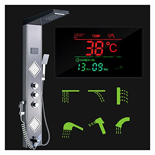 Panneau de douche LED or à écran numérique avec mitigeur cascade et bidet