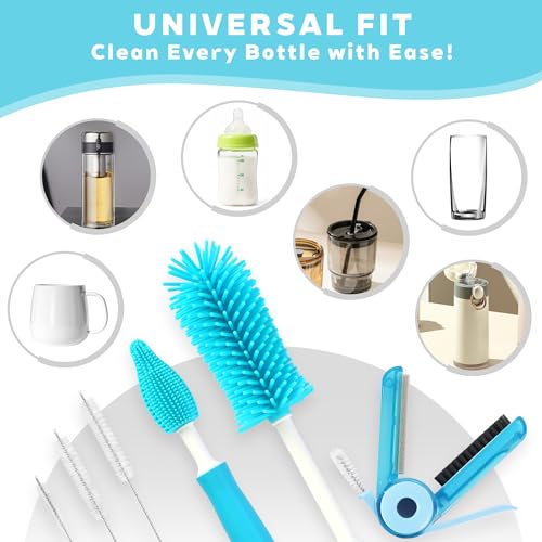 Image of Sosmar 6 Pack Water Bottle Cleaner, Stanley Cup Cleaner Brush Kit with Long Silicone Bottle Brush, 3 Size Straw Cleaner Brush, 4 in 1 Bottle Gap Cleaner Tumbler, Sports Water Bottle
