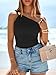 PRETTYGARDEN One Shoulder Going Out Tops for Women Trendy 2026 Summer Y2K Clothes Sleeveless Fitted Spring Fashion Shirts (Black,Small)