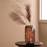 10.7' High Luxe Leopard Glass Vase — Unique Modern Amber Brown Centerpiece for Home Decor, Gifts & Everyday Elegance
