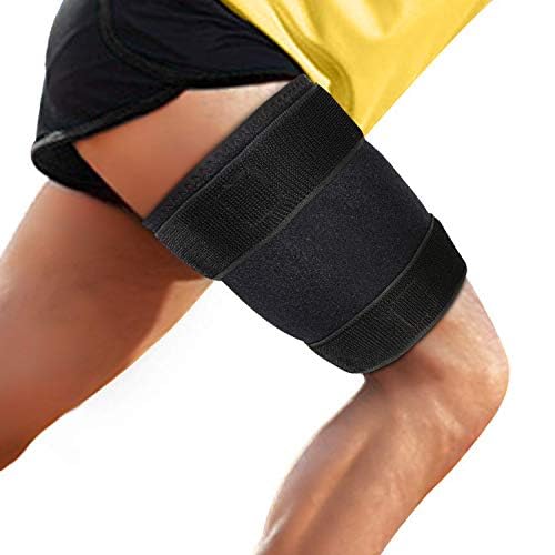 SupreGear Thigh Brace Support, Neoprene Thigh Wrap Hamstring Compression Thigh Sleeve Adjustable Upper Leg Compression Sleeve Leg Slimmer for Women Men - Black