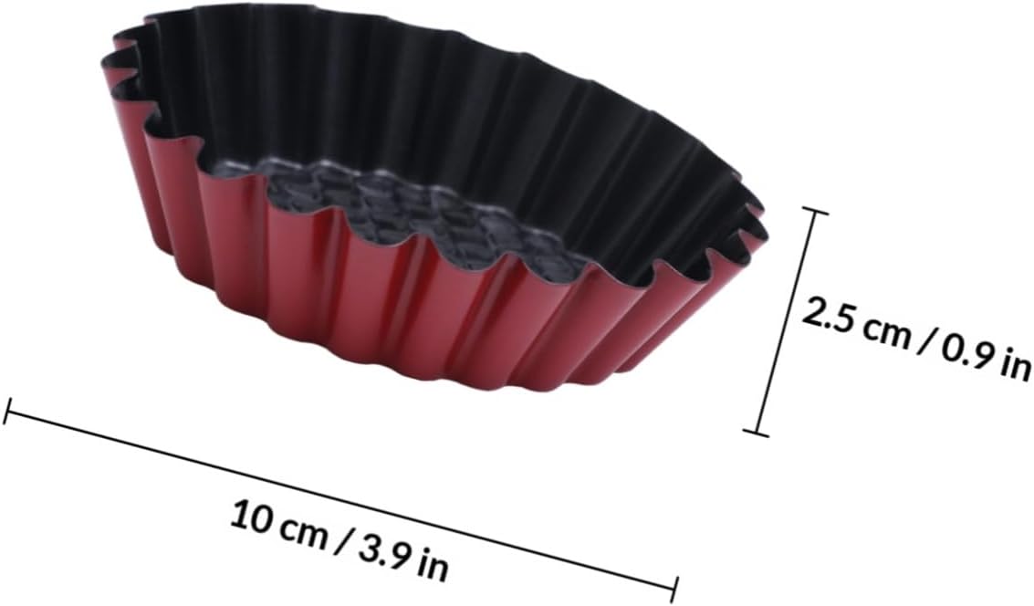 Luxshiny 12pcs Chrysanthemum Shaped Egg Tart Molds High Carbon Steel Non-stick Coating Large Tart Pans DIY Baking Supplies for Home Kitchen