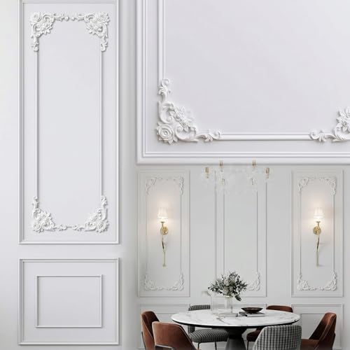 DoubleFill Wall Molding Kit Premade Molding Panel with Corner Accent, Rose