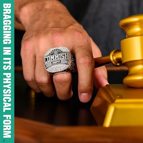 Image of ESPN Respect the Commish Championship Trophy Ring - Size 12 Ring (Silver Finish)