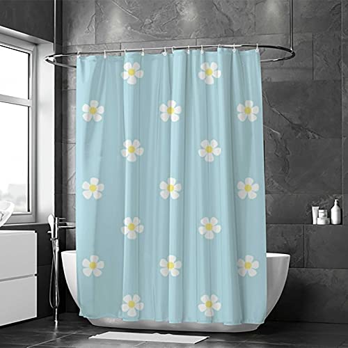 Rideau de douche anti-moisissure fleurs de Pâques bleu polyester pour sol sec