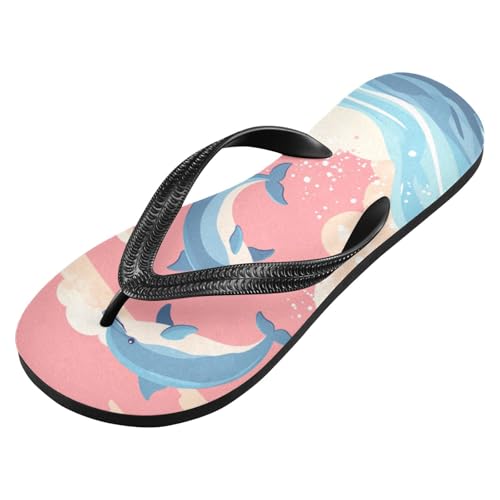Sinestour Dolphin Ocean Pink Flip Flops for Beach Thong Sandals Anti-slip Lightweight Beach Slippers for House Indoor Outdoor2