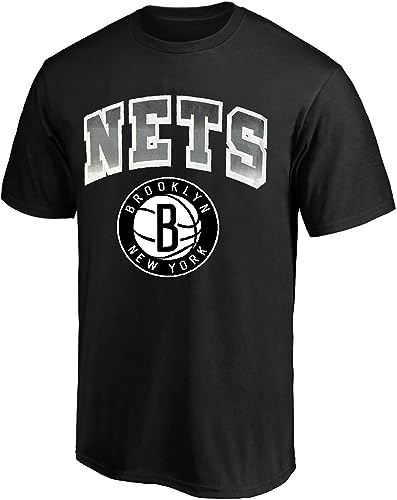 Outerstuff NBA Youth 8-20 Team Color Faded Arch Primary Logo Wordmark Short Sleeve T-Shirt (18-20, Brooklyn Nets)