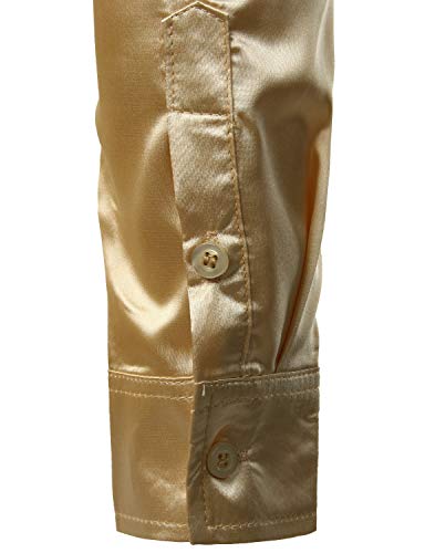 Image of ZEROYAA Men's Luxury Printed Silk Like Satin Button Down Dress Shirt for Party Prom