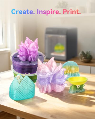 Image of VOXELAB PLA Crystal Rainbow Filament 1.75mm, Pink Dolphin Color, Alternating Transparent Purple & Bright Pink Every 18-20M, Shimmer Gradient 3D Printer Material with Glitter