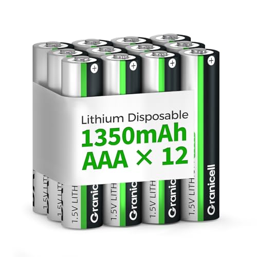 Granicell Lithium AAA Battery 1.5V Lithium AAA Batteries High-Capacity Batteries Suitable for Flashlights and Toys 12-Pack Not Rechargeable