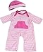 JC Toys | 4 Assorted Baby Doll Rompers and Hats | Pink + Blue + Light Pink + Purple | | Ages 2+ | Fits Dolls 10