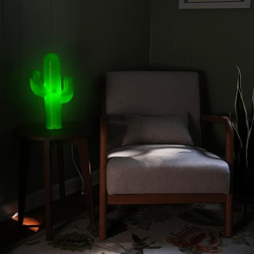 Image of 15.5-Inch Lighted Cactus Novelty Blow Mold Light - Indoor /Outdoor Display, Unique Yard Art with Plug-in Lights