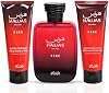 RASASI Hawas Fire para Hombre Set de Regalo de 3 Piezas Eau De Parfum Spray, Limpiador Facial y de Barba y Gel de Ducha 100ml (3.4 Oz) Hawas Fire Set de Regalo 3.4 Fl Oz (Paquete de 1) 4
