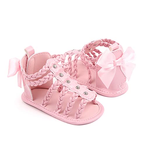 Baby Girls Ankle Gl𝐚diator 𝗣ink Sandals Flat Foam Soft Open Toe Summer Wide Shoes Kids Slip On Dress Shoes2
