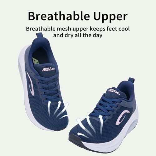 Image of Wide Toe Box Shoes Women Arch Support Walking Shoes for Plantar Fasciitis Wide Width Orthotic Tennis Sneakers