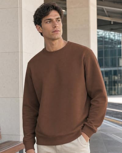 Image of Nobero Sweatshirts for Man Stylish | 280 GSM Rich Cotton Fleece Solid Regular Fit Full Sleeve Sweatshirt for Men | Stylish Casual Wear Winter Crew Neck Sweatshirt for Men
