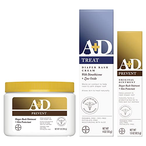 Image of A+D Original Diaper Rash Ointment, Baby Skin Protectant With Zinc Oxide Diaper Rash Treatment Cream, Dimenthicone 1%, Zinc Oxide 10% and Original Diaper Rash Ointment, Skin Protectant