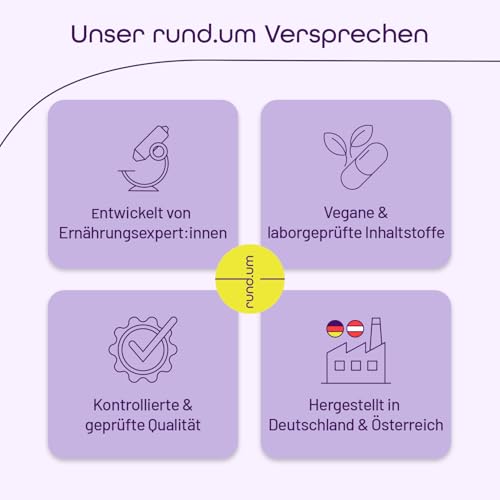 rund.um calm - 300mg pro Tagesdosis Reishi Vitalpilz - mit Lavendel & Melisse - B-Vitamine B1 & B6 plus Magnesium zur Unterstützung von Entspannung & Stressbewältigung - vegan - 60 Kapseln