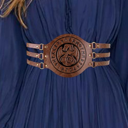 UGPLM Cinto largo medieval design retrô couro sintético para cosplay adereços fantasia halloween, Ma