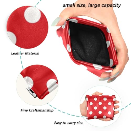 Cartoon Polka Dot Red Women's Small Leather Coin Purse Wallet Waterproof Card Holder for Women2