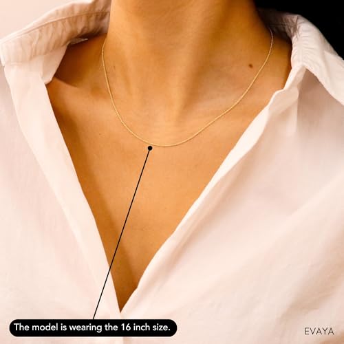 EVAYA 14K Gold Rolo Chain Necklace for Women & Men (1mm Width, 14-24" Length) - Cadenas de Oro Puro de 14K4