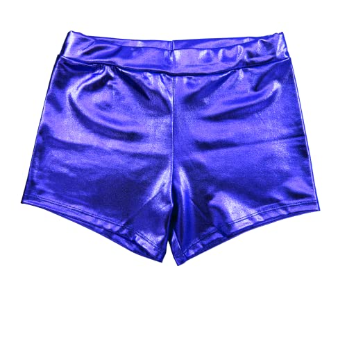 Carnavalife Pantalones Cortos Metálicos Brillante para Mujer, Culotte Sexy Mujer para Disfraces Baile Discoteca y Fiestas (S, Azul)
