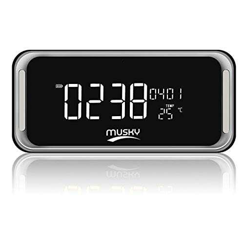 Portable Bluetooth Speaker, Radio Clock, with 2x6W Acoustic Drivers, 7-Inch LED Display, Night