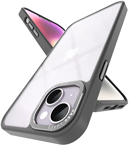 Image of Vaku Luxos Trans Armor for iPhone 14 Plus Cover Case, 6 Feet Drop, Metal Ring Camera Protection, Shockproof, Scratch Resistant, Slim, Compatible with iPhone 14 Plus Back Cover - Grey