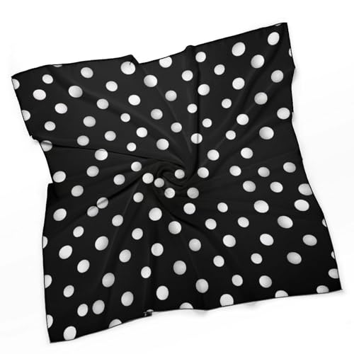 Black White Polka Dots Silk Scarf Head Scarf 27 X 27 Inch Neck Scarf for Women Hair Scarf for Sleeping Hair Wrapping at Night Square Scarves3