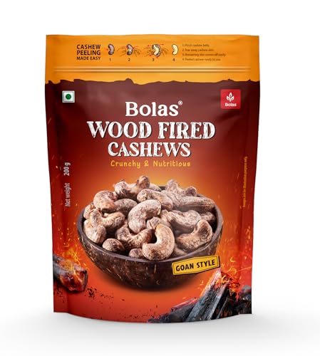 Image of Bolas Wood Fired Cashews 200g | Smoked Kaju | Zero Cholesterol | Rich in Protein | Roasted Crunchy Delicious Healthy Snack | Nuts & Dry Fruits