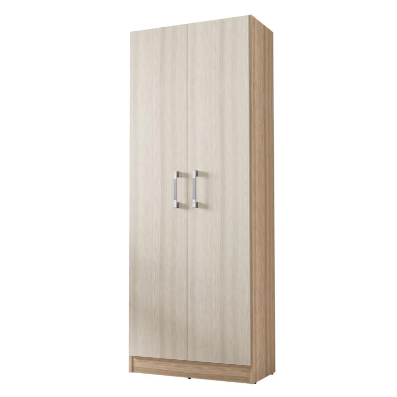 ACTUAL DIFFUSION Armoire 2 Portes Chêne et Erable Multifonctions L 61 H 160.6 P 31.8 cm