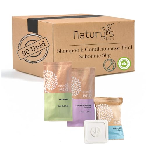 Naturys Kit de Banho 50 Unidades - Shampoo, Condicionador e Sabonete Biodegrad&aacute;vel 30g - Woody -...