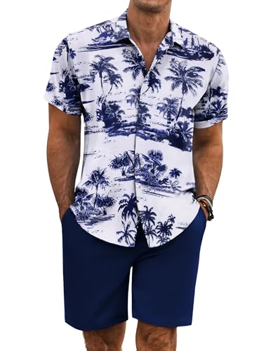 COOFANDY Men's Summer Beach Outfits 2 Piece Short Sleeve Shirts and...