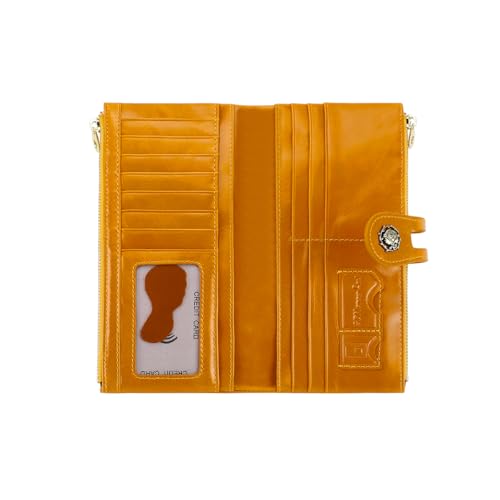 Image of Women's RFID Blocking Wallet Soft Leather Clutch Money Ladies Purse Slim Card Holder Organizer Zip Pocket (3013-Yellow)