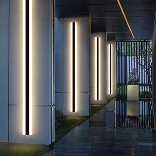 Long LED Villa Wall Light Villa Porch Outdoor Light IP65 Waterproof Wall Lights Black Long Strip Light Garden Outdoor Sconce Light-125CM,Warm Light - Image 2