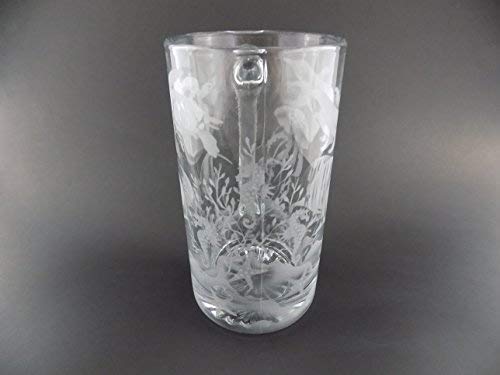 IncisoArt Hand Etched 25 Ounce Champions Beer Mug Sandblasted (Sand Carved) Handmade Glass Stein (Aquatic Animals Ocean Combo)