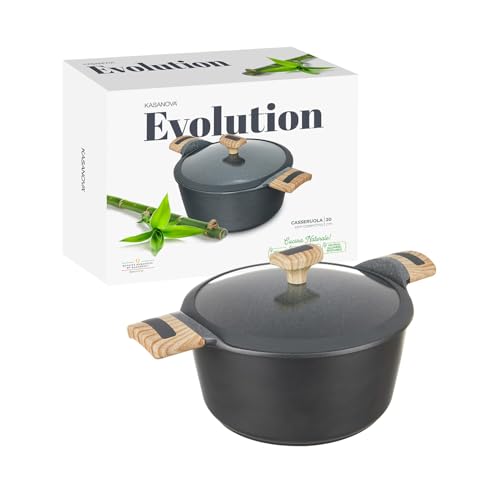 KASANOVA Casserole antiadhésive Evolution, casserole à induction, casserole de haute qualité avec couvercle, adaptée à toutes les plaques de cuisson (Casserole 20...