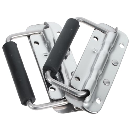 HAMPPLIES 2個 ステンレス製スプリング折りたたみハンドル 耐久性重視 収納ボックス用属取っ手 自動復帰機能付き 工具箱 木箱対応