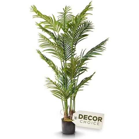 Artificial Palm Tree, Faux Plants for Home Decor Indoor, Fake Plants Tall for Office, Artificial Palm Plant & Large Plants for Living Room Decor, Faux Plants Indoor Artificial Tropical Plants - 5 Feet Cover