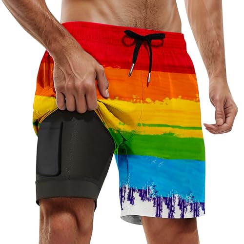 Bañador para hombre, diseño de calavera, con forro de compresión, 2 en 1, elástico, de secado rápido, con bolsillos, camiseta para hombre, cuello en V, naranja, 4XL